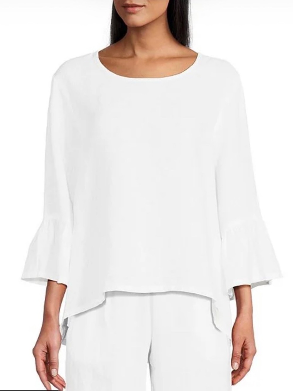 BRYN WALKER White Linen Fran Shirt Size XL $168